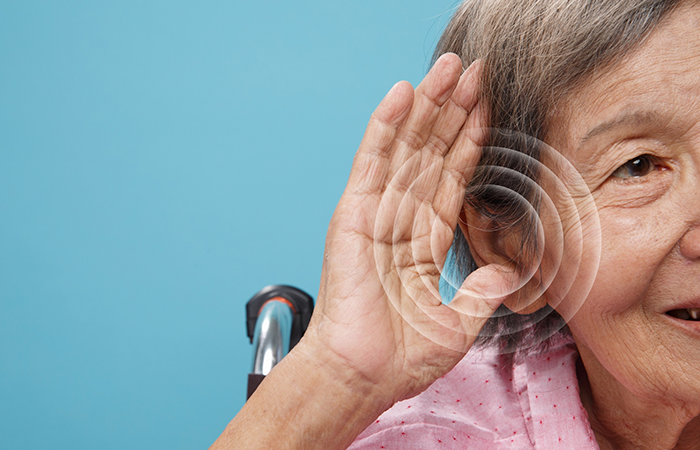 Ear detail with hearing aid